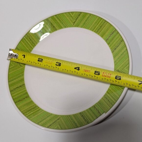 Syracuse China Syralite Plate With Green Geometric Rim - Picture 3 of 8